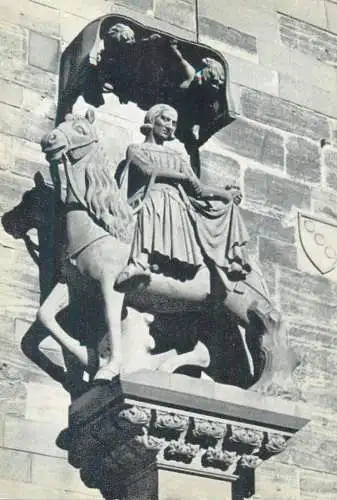 Postcard St. Martin am Basler Munster knight statue