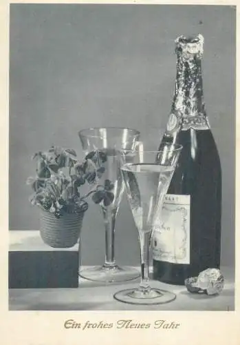 Postcard Germany Ein Frohes Neues Jahr champagne