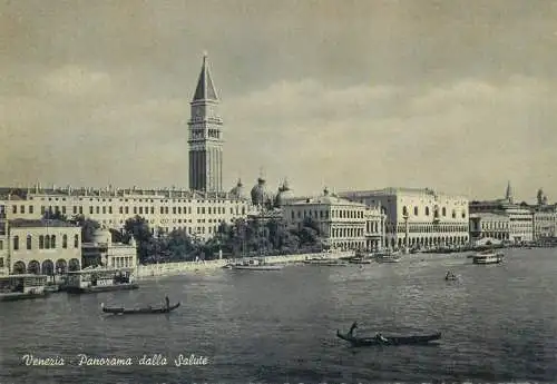 Postcard Italy Venice panorama dalla Salute gondola