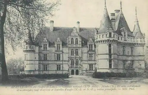 France Azay-le-Rideau Le Chateau national facades des ailes meridionale et occidentale