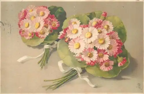 Postcard greetings card flower bouquet Austria