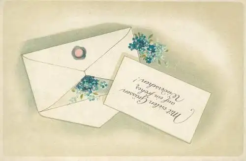 Postcard greetings card flower envelope Wiedersehen