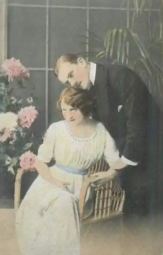 Postcard greetings card couples love joy beauty