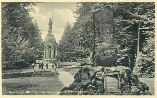 Germany Teutoburger Wald Hermannsdenkmal und Bismarckstein