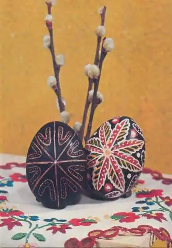 Postcard greetings card Easter scene Happy Easter Holidays 1980