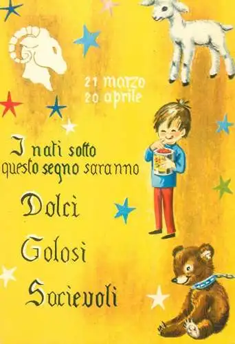 Postcard holiday greetings zodiac sign aries