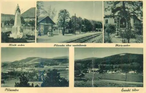 Painting postcard Hungary Piliscsaba Eszaki tabor