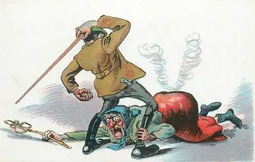 Caricature domestic dispute vintage pictorial card