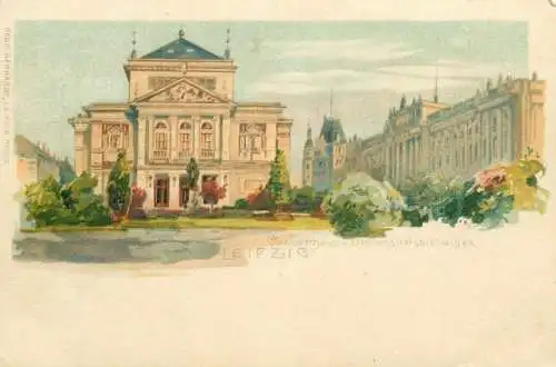 AK Leipzig Litho Concerthaus University Library 1900