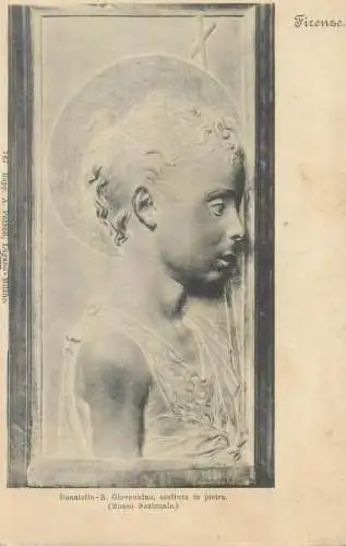 Donatello S. Giovannino scultura in pietra Firenze 1900s