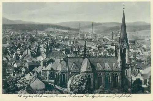 Germany St Ingbert Blick von der Braurei Becker auf Stadtzentrum und Josefskirche