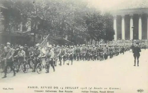 France Revue du 14 Juillet 1918 4th Annee de Guerre Troupes Italiennes Rue Royale