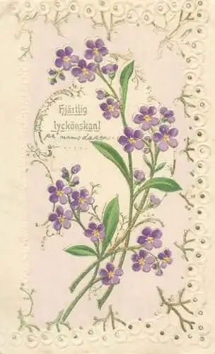 Embossed greetings postcard floral motif