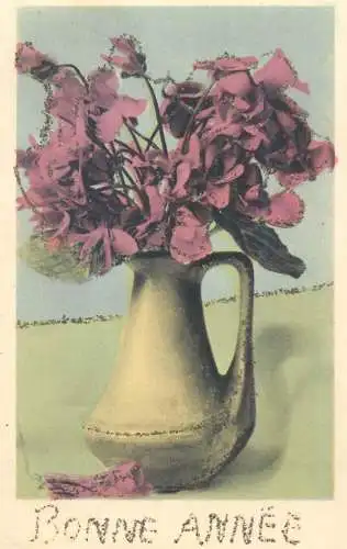 Bonne Annee greetings vase floral arrangement