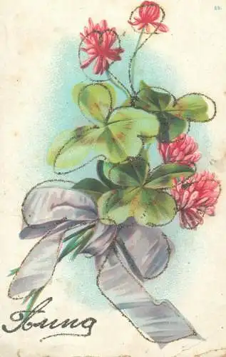 Four-leaf clover lucky charm drawing