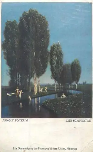Postcard Paintings Illustrators Arnold Bocklin Der Sommertag
