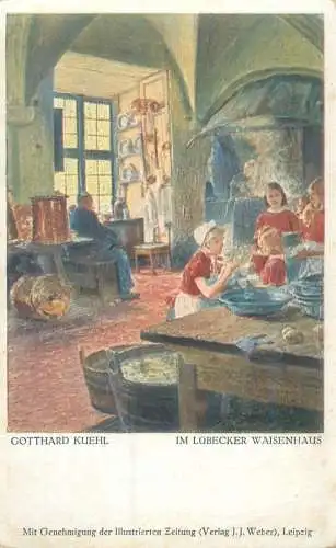 Postcard Paintings Illustrators Gotthard Kuehl Im Lubecker Waisenhaus