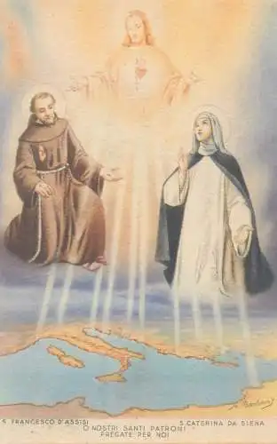 Postcard Paintings Illustrators s. Francesco d'Assisi O nostri Santi Patroni pregate per noi
