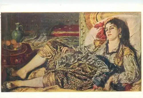 Postcard Paintings Illustrators National art gallery Washington 1952 Odalisque by Renoir Chester Dale