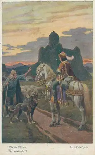 Postcard Paintings Illustrators Dornroschen Bruder Grimm Kubel pinx