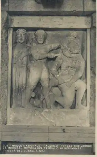 Postcard Sculptures museo nazionale Palermo Perseo che uccide la medusa