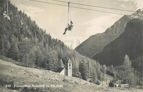 Postcard Switzerland Pontresins Sesselift m. Piz Palu