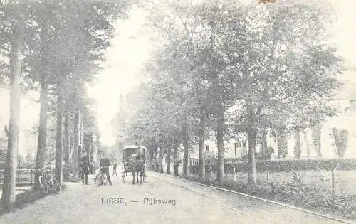 Postcard Netherlands Lisse Rijksweg carriage