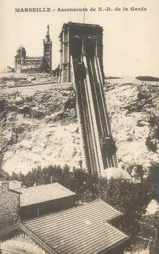 Postcard France Marseille ascenseurs de Notre Dame de la Garde