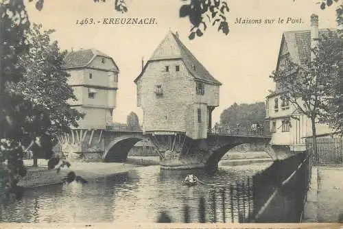 Postcard Germany Bad Kreuznach Maisons sur le pont