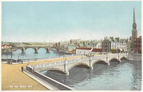 Postcard Uk Scotland > Ayrshire the Twa brigs Ayr