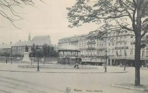Postcard Belgium Mons Place Leopold