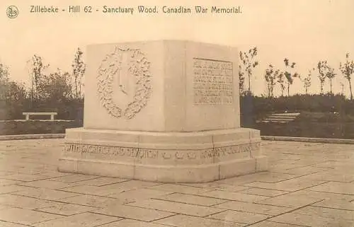 Postcard Belgium Zillebeke hill 62 sanctuary wood war memorial