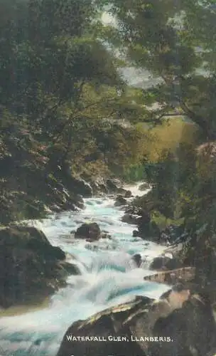 Postcard UK Wales Llanberis waterfall