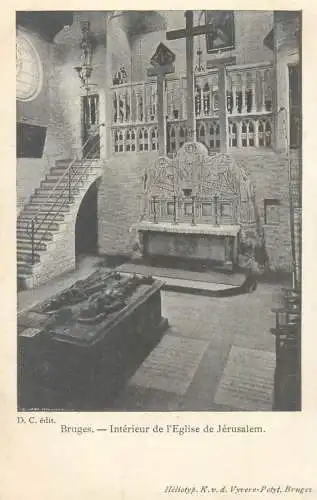 Postcard Belgium Brugges interieur de l'Eglise de Jerusalem