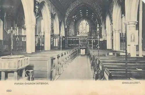 Postcard Uk England Chislehurst parish church interior