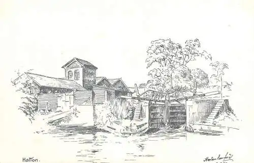 Postcard UK England Hatton grand union canal etch