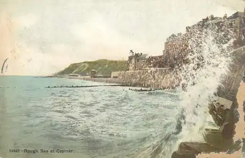 Postcard UK England Cromer rough sea