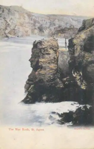 Postcard UK England St. Agnes the man rock