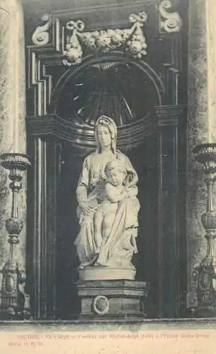 Postcard Belgium Bruges la vierge et l'enfant par Michel-Ange