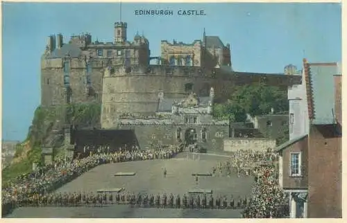 Postcard UK England Edinburgh castle and uniform parade