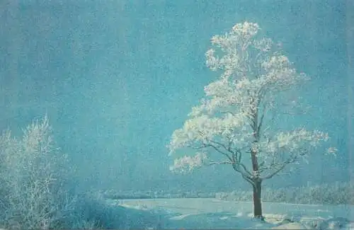 Postcard Latvia snow scene winter landscape and tree