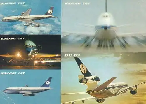 Postcard transportation Boeing airplanes 1974