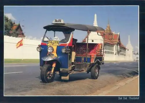 Postcard Thailand tuk tuk taxi cab