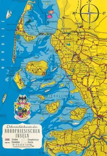 Postcard Germany  Nordfriesland map