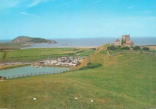 Postcard United Kingdom England Uphill church and Brean down