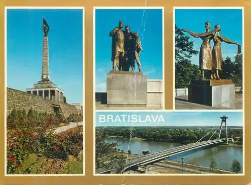Postcard Slovakia Bratislava soviet monuments and statues