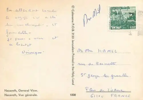 Postcard Israel Nazareth general view