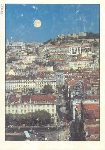 Postcard Portugal Lisboa partial view of the town centre
