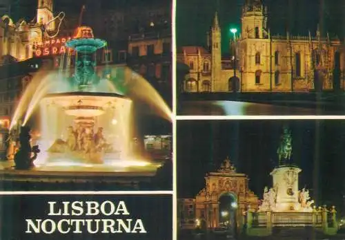 Postcard Portugal Lisboa night scene