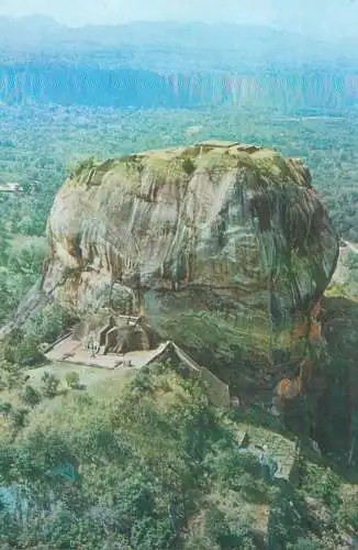 Postcard Sri Lanka (Ceylon) aerial view of Rock Fortress Sigiriya